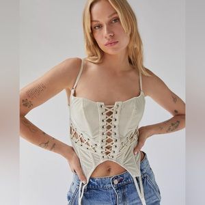 White velvet lace up corset